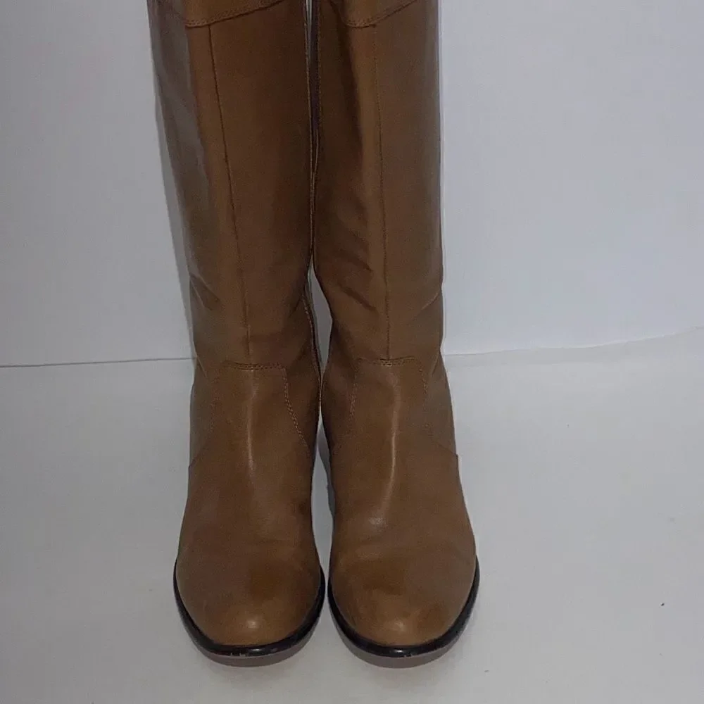 Corso Como Women's Over The‎ Knee Side Zip Leather Riding Boots Brown Size 8M